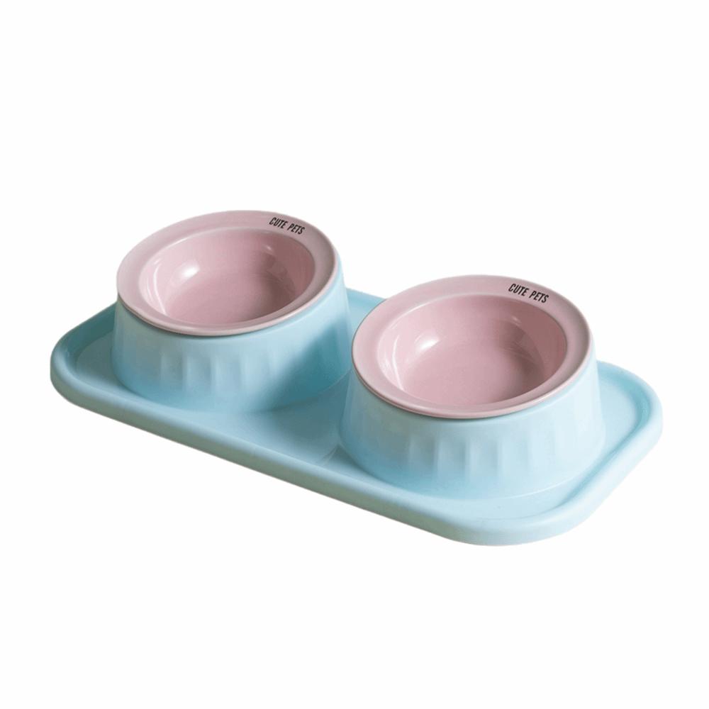 Ceramic Double Pet Bowl Anti-tip Pet Feeding Bowl Dog Bowl Double Pet Feeding Bowl Set Indoor