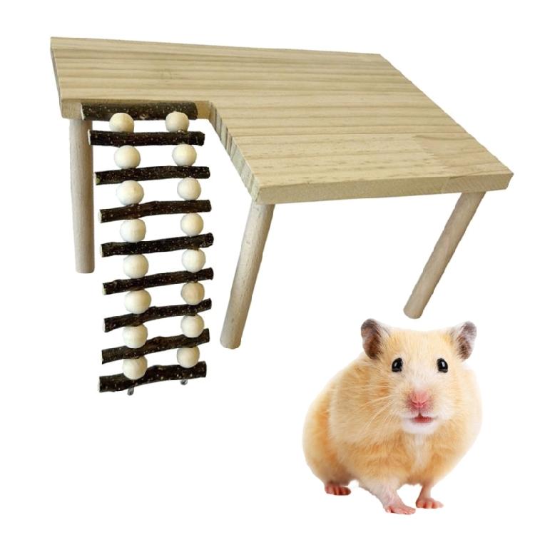Wooden Climbing Ladder Jumping Platform Toy for Hamster Small Pet Safe Play Environment Corner Entertainment Accessory