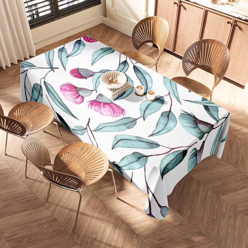 Floral Print Tablecloth: Beautiful Green Leaves Design for Dining Room Decoration Decorative Home Textiles from Linens Bedding O