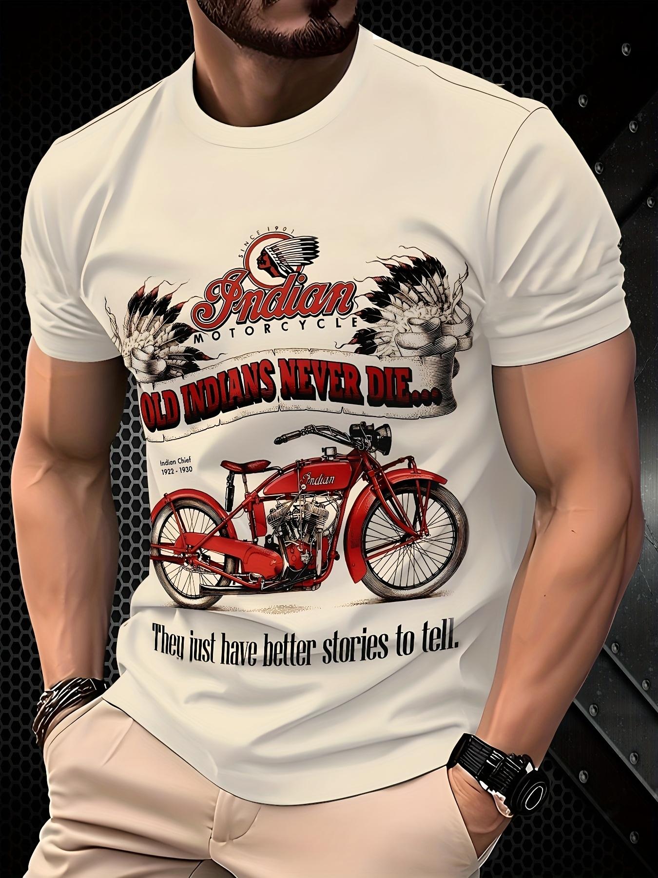

Men S 3D Vintage Motorcycle Stylish Casual Round Neck T-Shirt 6XL