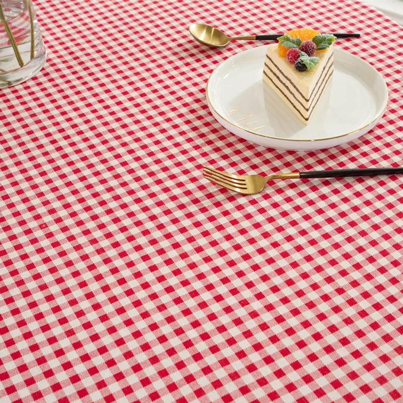 Tablecloth Around Cotton Linen Tassel Tablecloth Plaid Round Tablecloth Red Striped Lattice Table Map Wedding Cloth Cover