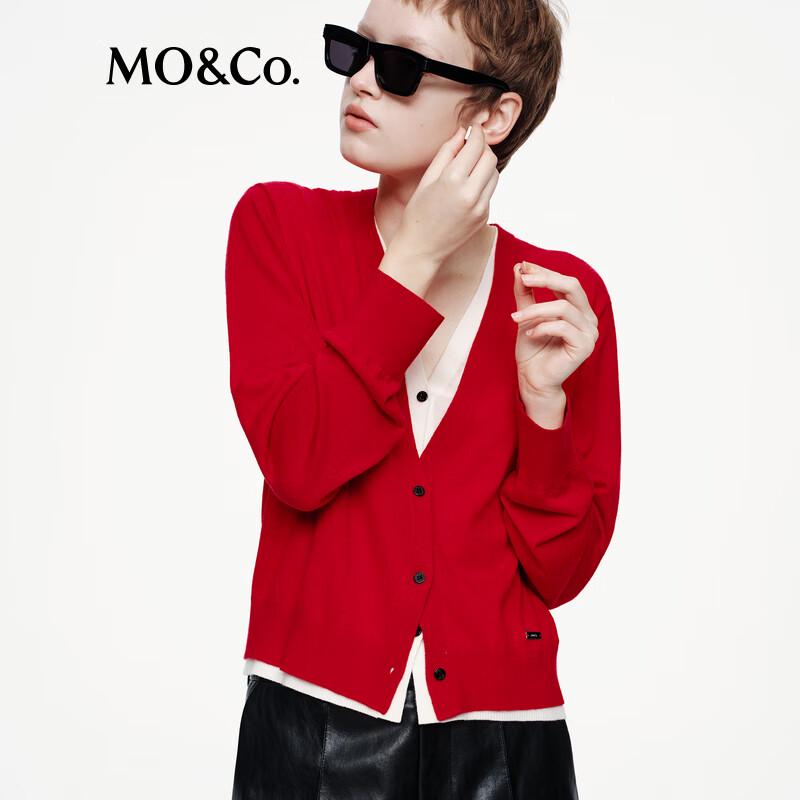MO&Co. Merino Wool Faux Two-Piece Knitted Cardigan