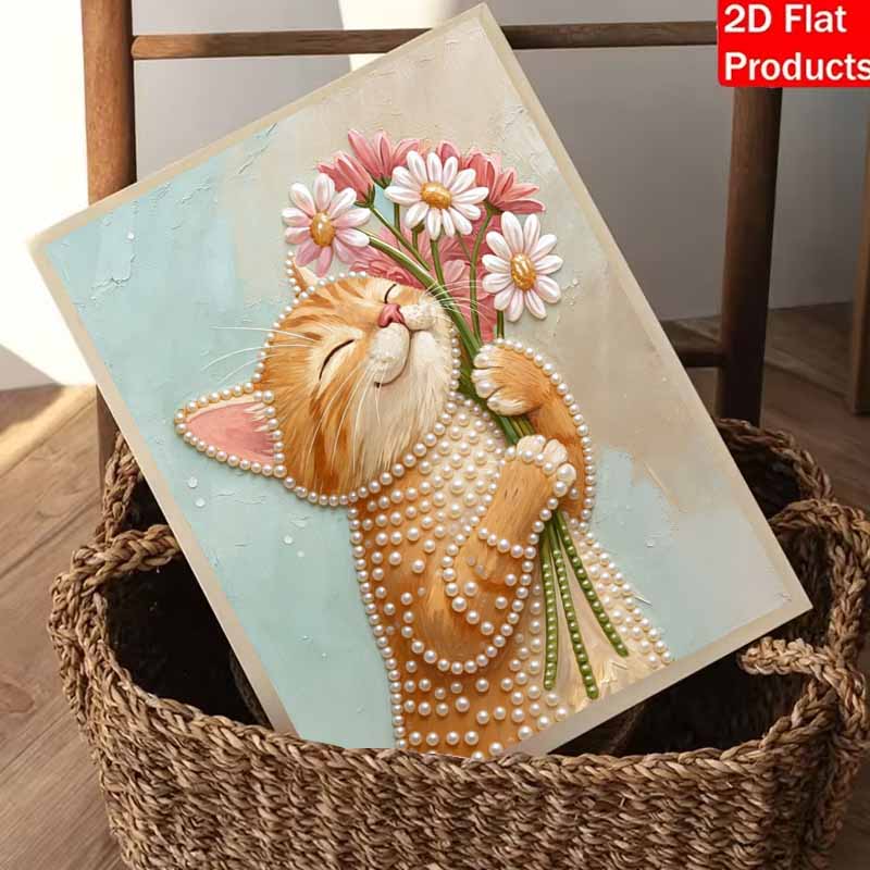 Cute Cat Pearl Painting Handmade Diy Pearl Art Painting Stickers Home Decoration Gifts