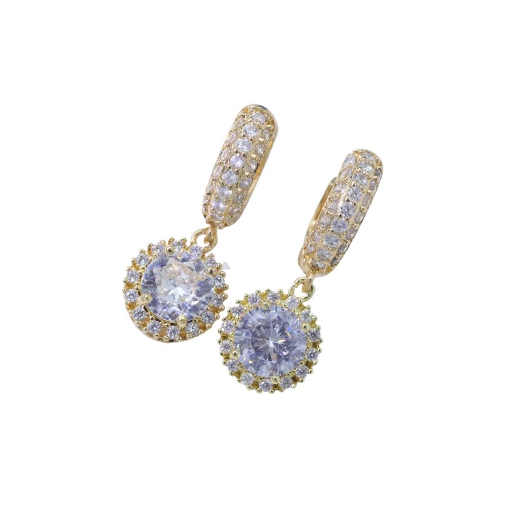 1 Paar einfache runde Hängeohrringe für Damen Zirkonia Ohrring Schmuck Hochzeitsfeier Zubehör