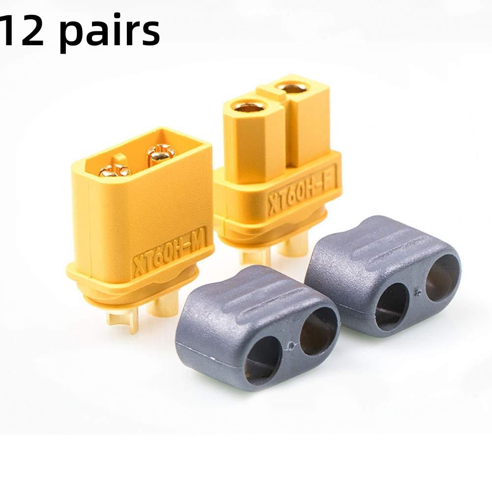 5/10/12 Pair XT60H (XT60 Upgrade) Male Female Bullet Connectors Power Plugs with Sheath for Lipo Battery RC Planes Cars