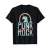 Punk Rock Einhorn Musikband Süßes Regenbogen Vintage T-Shirt Schwarz Stilvoll Atmungsaktiv Komfortabel