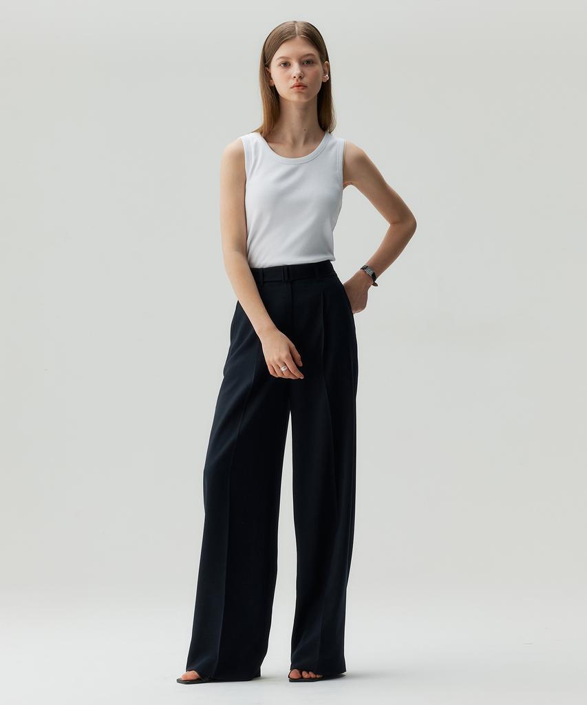 MIND BRIDGE WOMEN [W] Single-Pleat Wide Slacks - 4 Colors