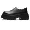 men casual platform shoes slip-on genuine leather shoe business office dress black trendy breathable loafers gentleman footwear