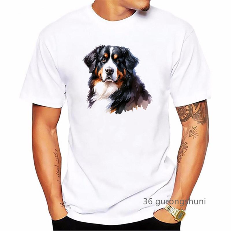 Bernese Mountain Dog Animal Printed T Shirt MenS Clothing Funny White Tshirt Homme Summer Fashion TShirt