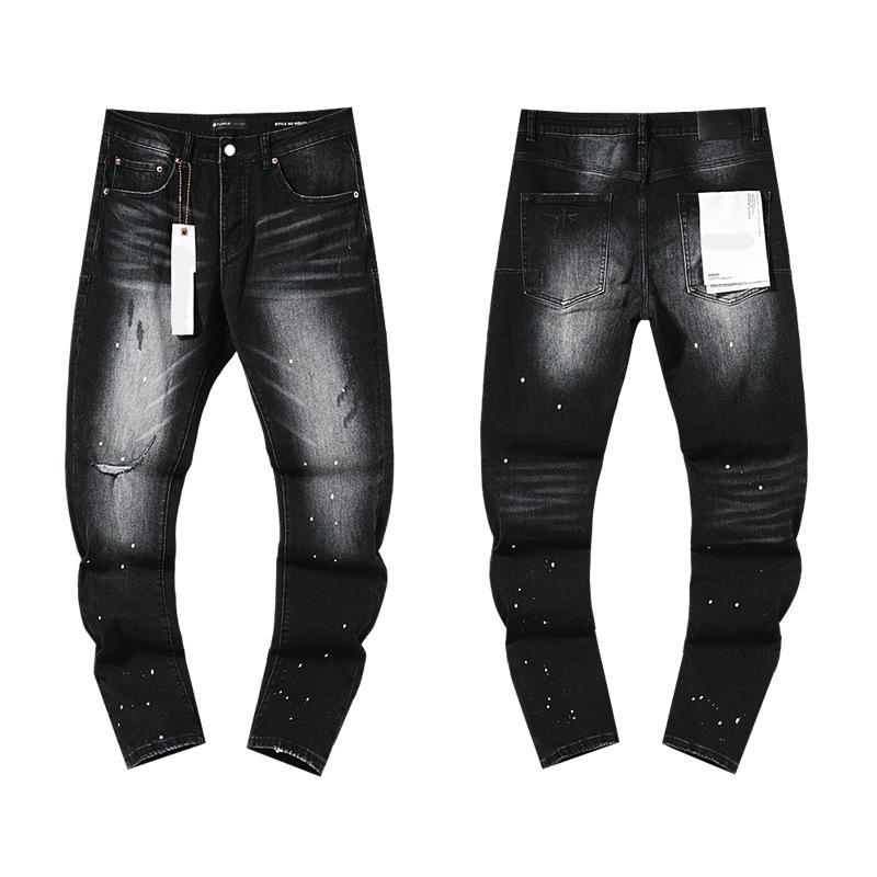 European and American Purple Slim Men's Trendy Light Luxury Elastic Jeans