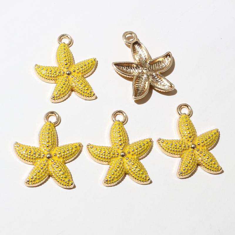 20pcs Enamel Starfish Charms Pendant 23x19mm Alloy Metal Crafts for Earrings Necklace Bracelet DIY Jewelry Making Accessories