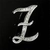Minimalist Rhinestone Alphabet Brooch: Elegant Geometric Pin for Sweaters or Coats
