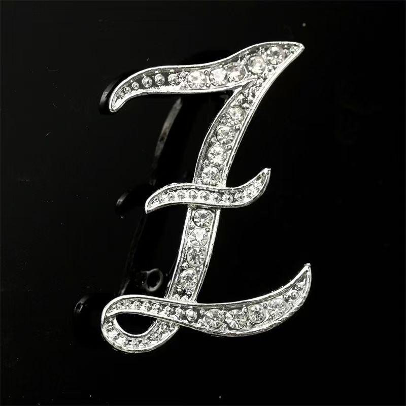 Minimalist Rhinestone Alphabet Brooch: Elegant Geometric Pin for Sweaters or Coats