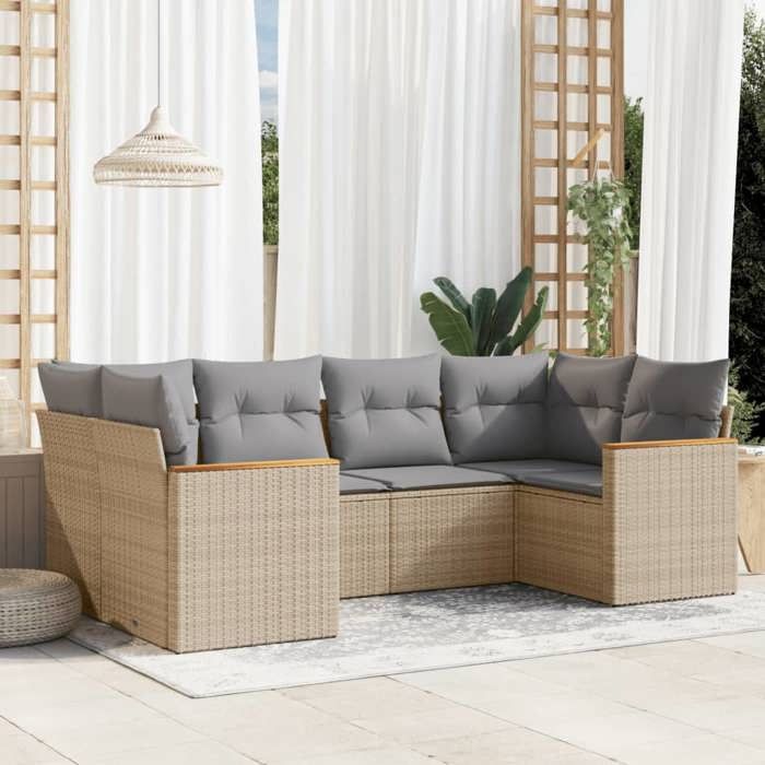 VidaXL Salon de Jardin avec Coussins 6 pcs, Canapés de Terrasse, Ensemble de Meubles de Patio, Mobilier d'Extérieur, Mélange 3226262