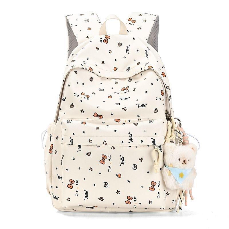 Schoolbag Korean version ins cartoon kitten backpack female college style student schoolbag cute sweet bow casual backpack