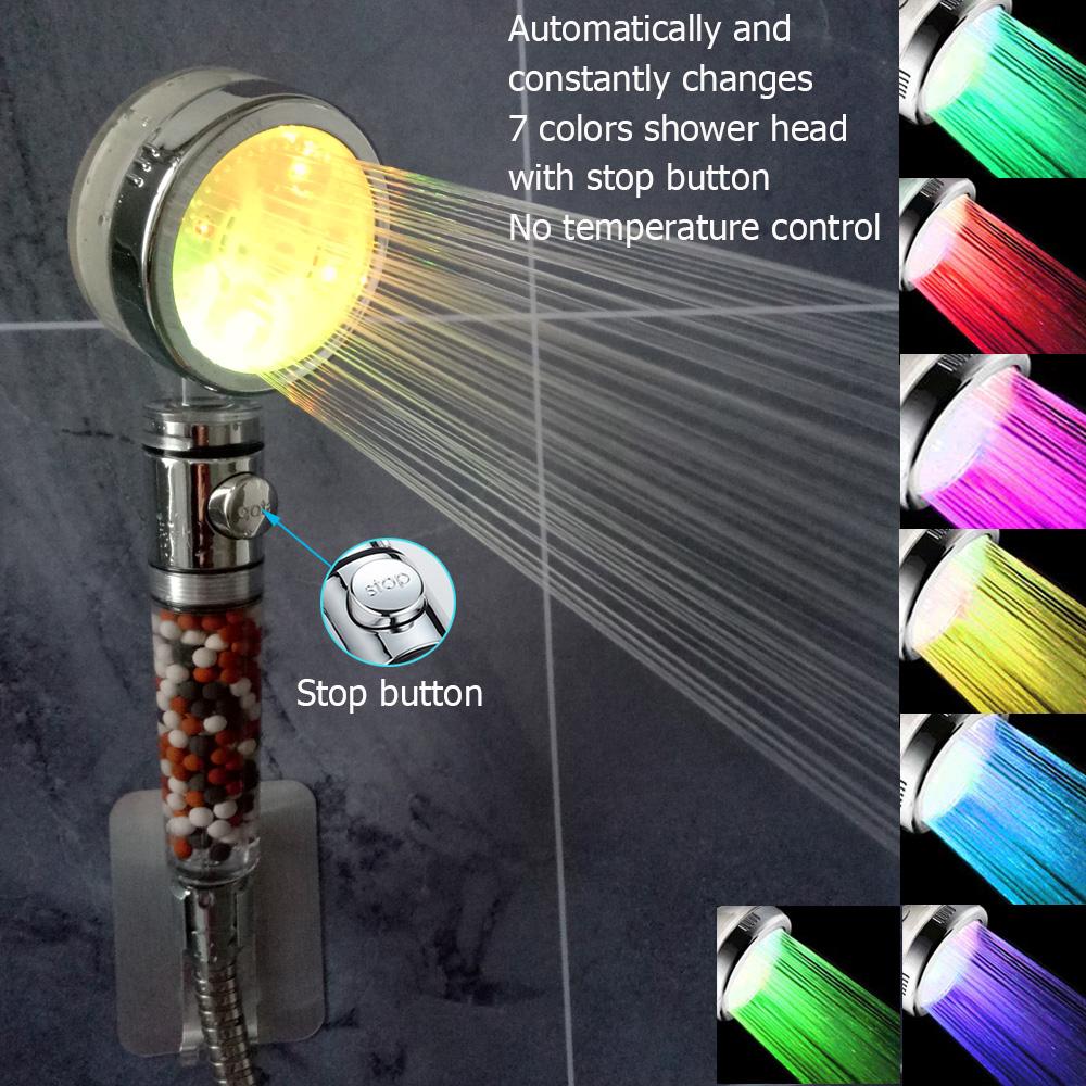 Zloog Bathroom LED Shower Head Color Changing Temperature Sensor Handheld Showerhead Spa High Pressure Anion Filter Shower Head