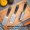Kitchen Cheese Grater & Lemon Zester, 3 Graters Set, Razor-Sharp Stainless Steel Blade, Ergonomic TPR Handle