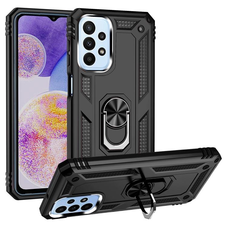 

For Samsung Galaxy A23 Shockproof TPU + PC Phone Case with Holder For Samsung Galaxy A23 чёрный