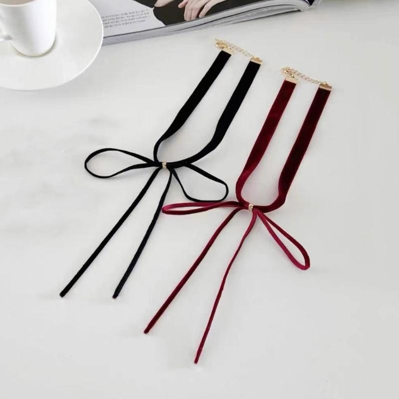 Exquisite Schleifenform Choker Halskette Stilvolle Schwarze/Rote Samt Schleifen Halsband Schlüsselbeinkette Halskette Schmuck Ornamente
