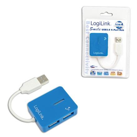 Solit.me Blue Routers Logilink Usb Hub 4-Port, Smile, Size 2.0