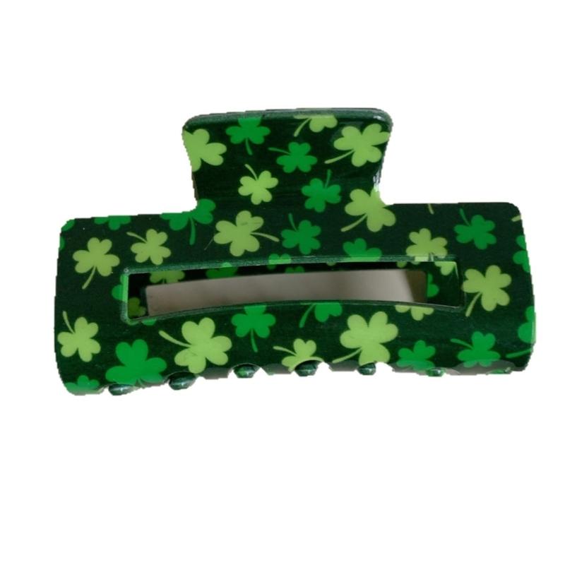 Shamrock Hair Clip For StPatricks Day Slip Resistant Acrylic Hair Claw Clip For Women Girl And Kids Festival Event