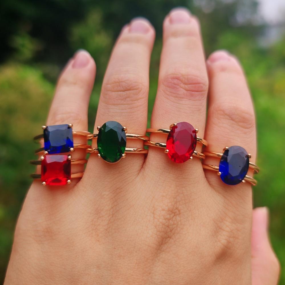 1 sztuka Modny trójkolorowy owalny/kwadratowy pierścionek z cyrkonią sześcienną z otwarciem i regulacją dla kobiet, pierścionek dla pary, biżuteria do układania, akcesoria na imprezę