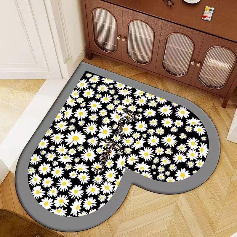 Love Shaped Entrance Door Mat Household Bathroom Entrance Non Slip Mat Decorative Floor Mat
