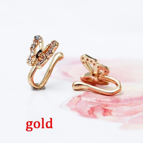 1 PC Crystal Diamond Fake Piercing Nose Ring Butterfly Non Piercing Clip on Nose Ring Ear Clips Cuff Body Jewelry