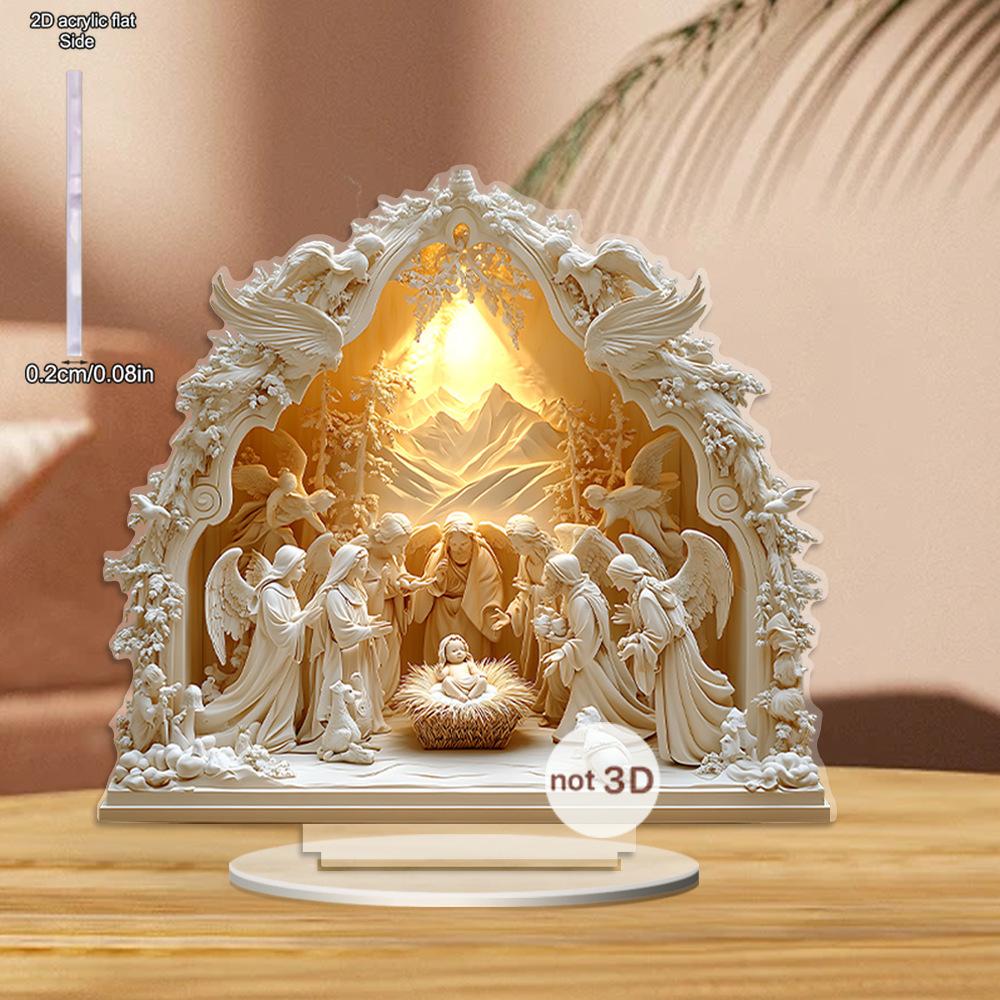 Nativity Scene Acrylic Decorative - Christmas Theme, Decoration Gorgeous Ornament, Party Gifts, Nativity Figures for Christmas, Christmas
