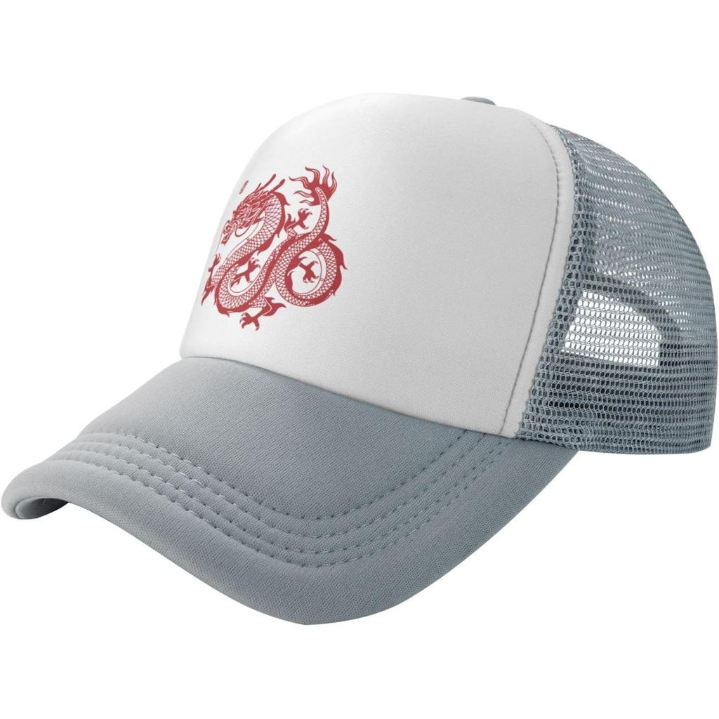 Chinese Dragon Trucker Hat Unisex Mesh Baseball Snapback Cap Breathable Adjustable Outdoor