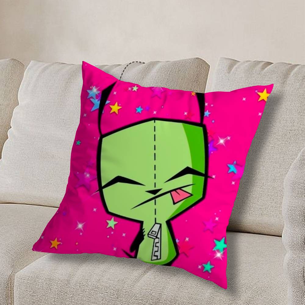 cool Invader Zim Gir I love Pillow Case Square Double-Sided Printing Short Plush Sofa Cushion Cover Bedroom Bedside Pillow