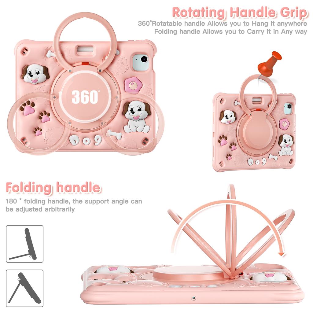 For iPad Air 11 (2025)/(2024)/Air (2022)/(2020)/Pro 11 (2022)/(2021)/(2020)/(2018) Case Cute Dog Pattern Kickstand Tablet Cover
