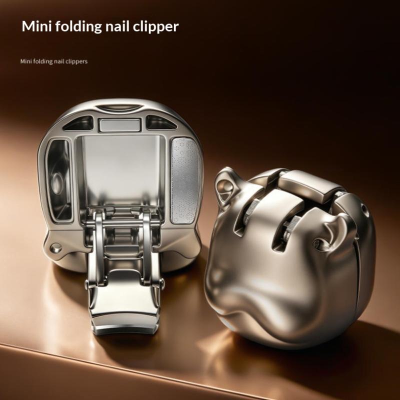 Mini Dog Head Keychain Foldable Nail Cutter Stainless Steel Nail Clippers Rotary Toenail Fingernail Manicure Trimmer Travel Tool