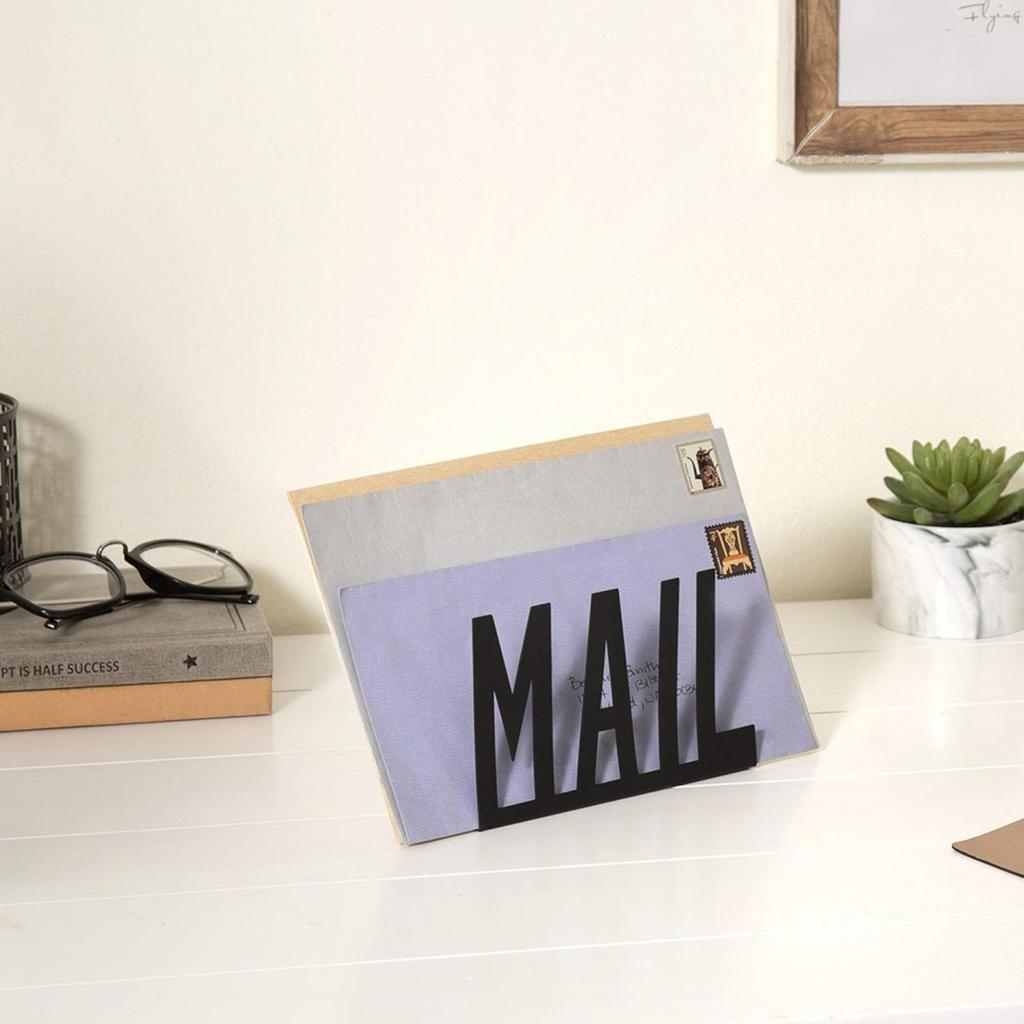 Desktop Iron Mail Organizer Metal Desk Letter Holder Documents and Notepads Storage Rack for Home Office School