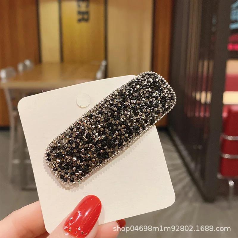 Koreanische Mode Strass Anstecknadel Tropfen Quadrat Einfache Glitzer Haarspangen Pony Haarorganizer Clips Damen Haarschmuck