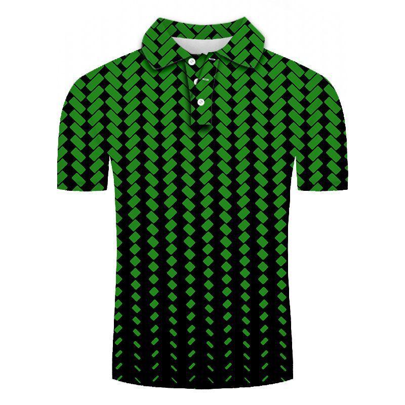 Geometric pattern short-sleeve polo, trendy casual top for everyday use.