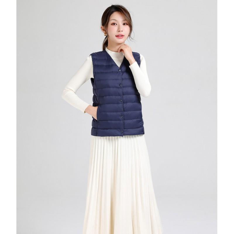 Womens Lightweight Duck Down Vest Sleeveless Puffer Gilet Warm Inner Layer Slim Fit Short Coat