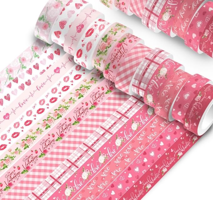 

Speed Mao Masking Cute and 12 Rolls Tape, Heart, Flower, Checkered, More,