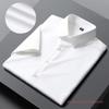 Ice silk short-sleeved shirt summer men's drape elastic shirt business dress bottom inch shirt large size