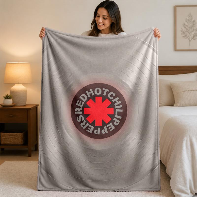 Red Hot Chili Peppers Print Flannel Blanket Cozy Lightweight Plush Throw Blanket For Bed Sofa Household Use