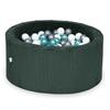 Dry Pool 90x40 Corduroy Green 300 Balls: White, Silver, Metallic Turquoise