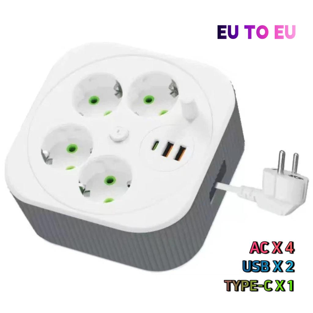 Square Retractable Power Strip – Multi-Function Extension Cord with USB Charging Ports, Portable 2-Meter Socket Organizer