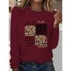 Ladies' Spring and Autumn Clothing Colorful Tree and Butterfly Printed T-shirt Long Sleeve Round Neck Casual Top