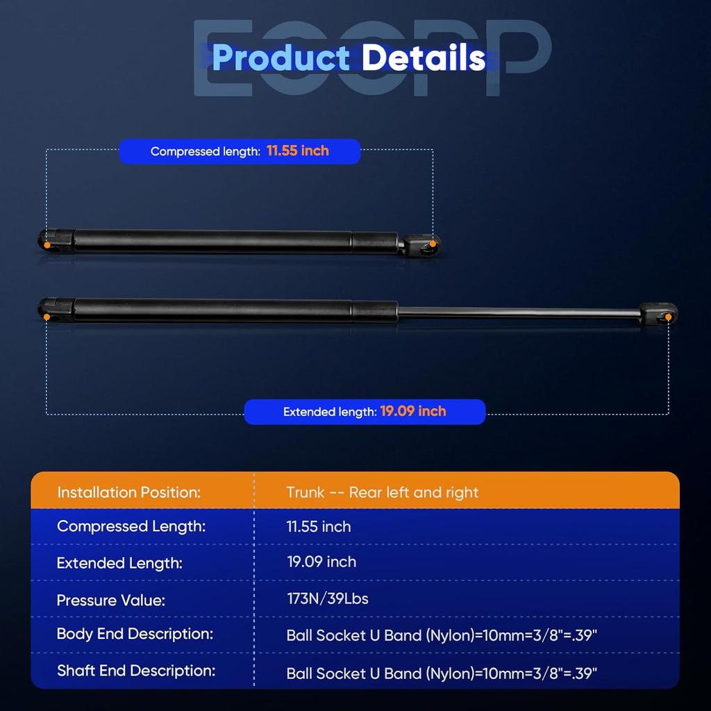 Trunk Lid Lift Supports,ECCPP Rear Trunk Lift Support Struts Gas Springs for Ford for Mustang 1994-2004,for Panoz Esperante 2000-2007 Set of 2