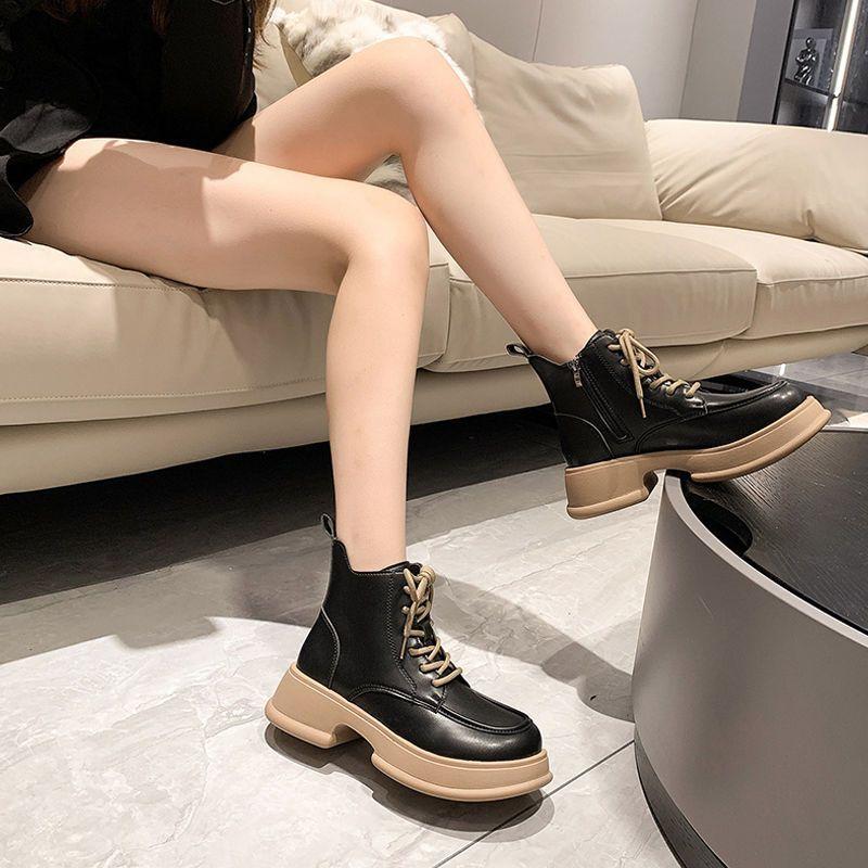 British Martin boots women's 2025 autumn and winter new small thick-soled heightening versatile short boots fried street knight boots women