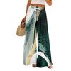 Women Summer Boho Palazzo Pants High Waist Wide Leg Floral Printing Casual Trousers With Pockets