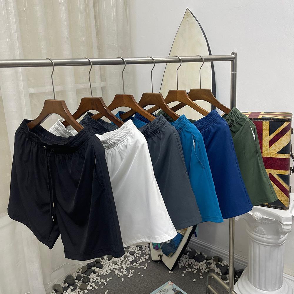 Men's Quick-Dry Stretch Casual Sport Shorts - Solid Color, Summer 2025, Four-Way Stretch, Beach-Ready, Loose Fit