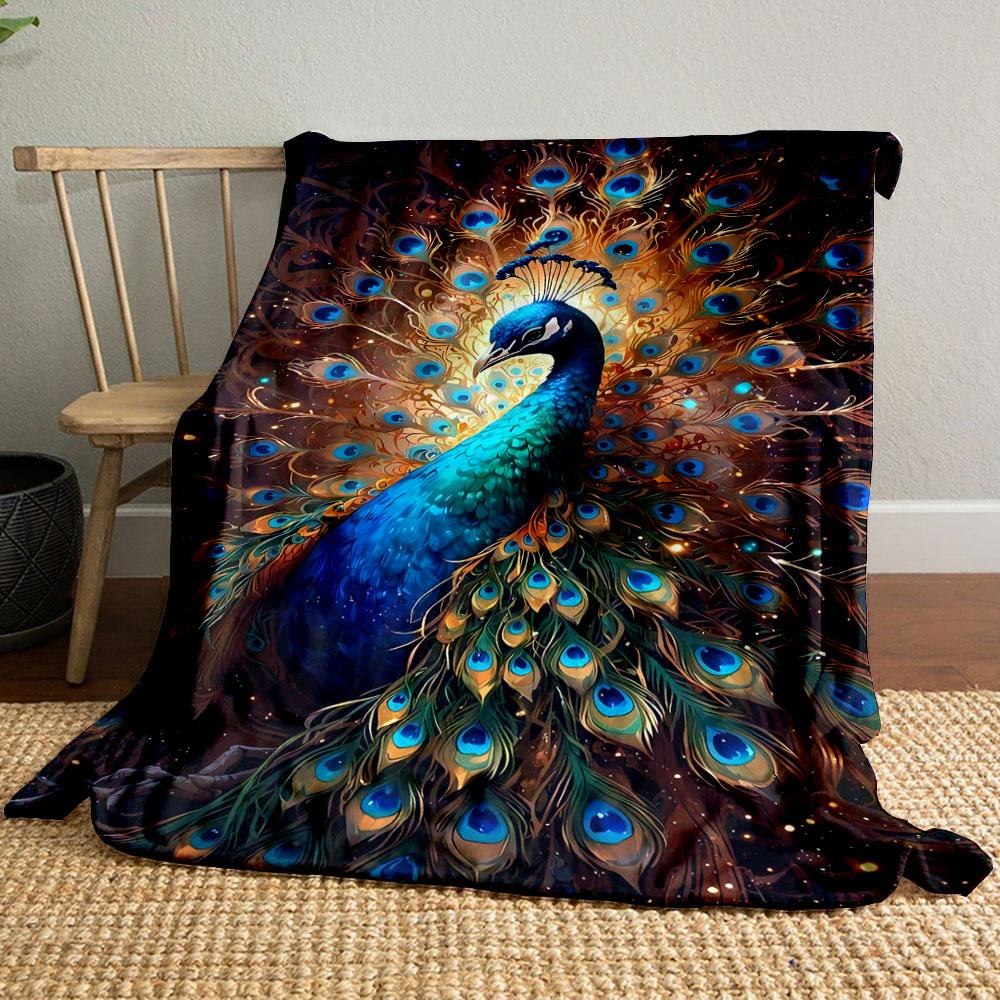 Stunning Peacock Pattern Blanket bedroom Blanket for Livingroom Couch lunch break Soft throw for Friend's festival Gift