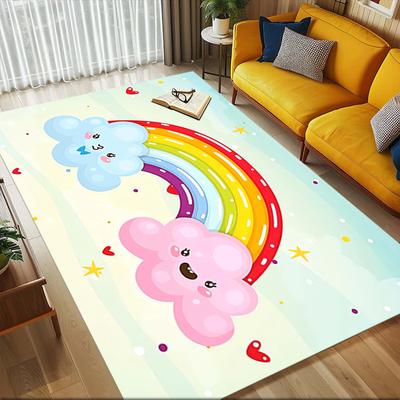 Rainbow Cloud Crystal Velvet Chair Mat Area Rug - Non-Slip, Floor Mat, Office Desk Chair Rugs, Bedroom Decor.Christmas Gift-1106171