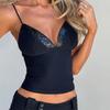 European and American women's clothing autumn new products sexy lace splicing deep V slim backless suspender small vest wholesale